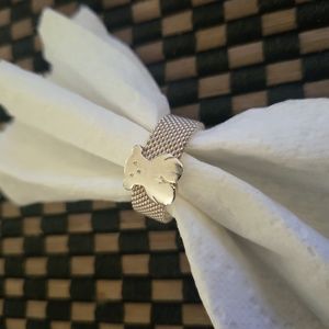 TOUS Silver Sweet Dolls Mesh Bear Ring- Size 7